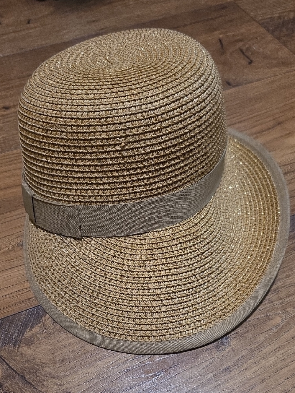 Vince Camuto Tan Woven Straw Visor